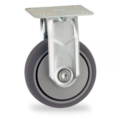 оцинкованная сталь цинка ролики Неповоротный  50mm  для  тележек,колесо  из  серый резиновый,прецизионный шарикоподшипник.монтаж крепежная панель