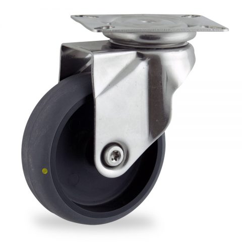 Неръждаеми колела Поворотный  150mm  для  тележек,колесо  из  проводящий серый резиновый,без подшипник.монтаж крепежная панель