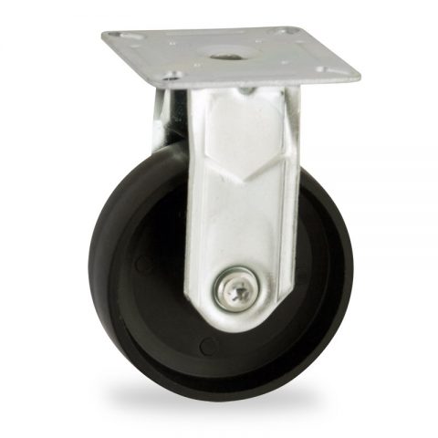 оцинкованная сталь цинка ролики Неповоротный  125mm  для  тележек,колесо  из  черный полипропилен,без подшипник.монтаж крепежная панель