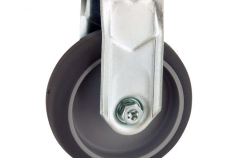 оцинкованная сталь цинка ролики Неповоротный  50mm  для  тележек,колесо  из  серый резиновый,шарикоподшипники.монтаж отверстие под болт