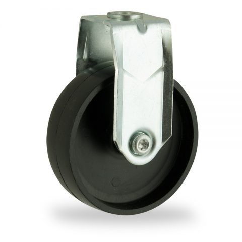 оцинкованная сталь цинка ролики Неповоротный  125mm  для  тележек,колесо  из  черный полипропилен,без подшипник.монтаж отверстие под болт