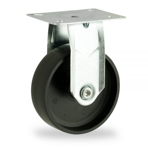 оцинкованная сталь цинка ролики Неповоротный  150mm  для  тележек,колесо  из  черный полипропилен,без подшипник.монтаж крепежная панель