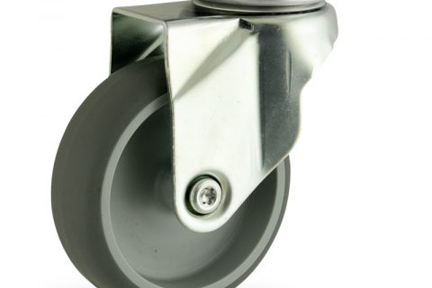 оцинкованная сталь цинка ролики Поворотный  125mm  для  тележек,колесо  из  серый резиновый,шарикоподшипники.монтаж крепежная панель