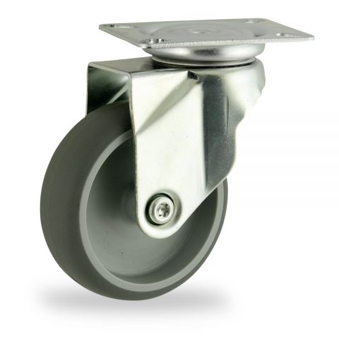 оцинкованная сталь цинка ролики Поворотный  125mm  для  тележек,колесо  из  серый резиновый,без подшипник.монтаж крепежная панель