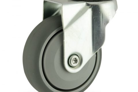 оцинкованная сталь цинка ролики Поворотный  75mm  для  тележек,колесо  из  серый резиновый,прецизионный шарикоподшипник.монтаж отверстие под болт