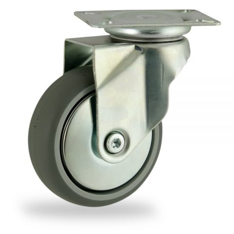 оцинкованная сталь цинка ролики Поворотный  150mm  для  тележек,колесо  из  серый резиновый,шарикоподшипники.монтаж крепежная панель