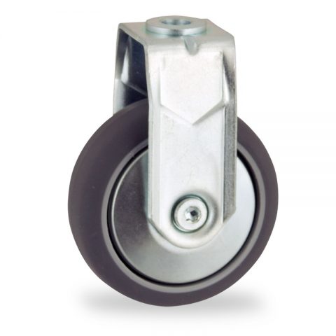 оцинкованная сталь цинка ролики Неповоротный  125mm  для  тележек,колесо  из  серый резиновый,без подшипник.монтаж отверстие под болт