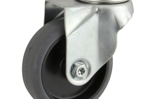 оцинкованная сталь цинка ролики Поворотный  50mm  для  тележек,колесо  из  серый резиновый,без подшипник.монтаж отверстие под болт