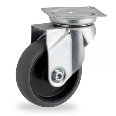 оцинкованная сталь цинка ролики Поворотный  50mm  для  тележек,колесо  из  серый резиновый,без подшипник.монтаж крепежная панель
