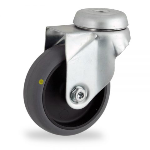 оцинкованная сталь цинка ролики Поворотный  50mm  для  тележек,колесо  из  проводящий серый резиновый,без подшипник.монтаж отверстие под болт