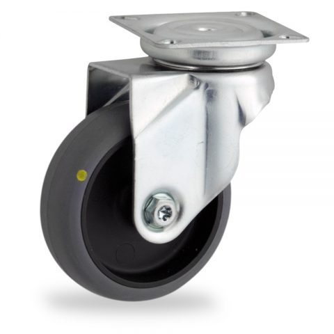 оцинкованная сталь цинка ролики Поворотный  50mm  для  тележек,колесо  из  проводящий серый резиновый,шарикоподшипники.монтаж крепежная панель