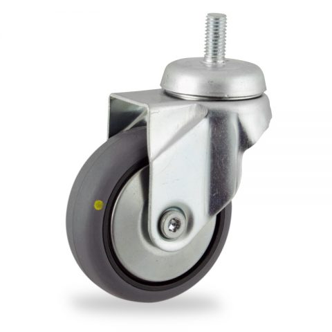 оцинкованная сталь цинка ролики Поворотный  50mm  для  тележек,колесо  из  проводящий серый резиновый,без подшипник.монтаж винт