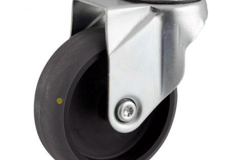 оцинкованная сталь цинка ролики Поворотный  75mm  для  тележек,колесо  из  проводящий серый резиновый,шарикоподшипники.монтаж отверстие под болт