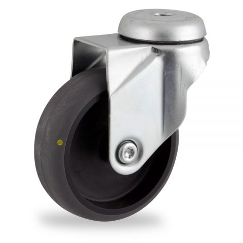 оцинкованная сталь цинка ролики Поворотный  125mm  для  тележек,колесо  из  проводящий серый резиновый,шарикоподшипники.монтаж отверстие под болт