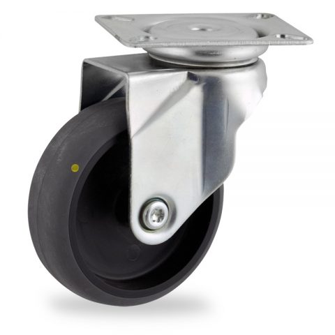 оцинкованная сталь цинка ролики Поворотный  125mm  для  тележек,колесо  из  проводящий серый резиновый,без подшипник.монтаж крепежная панель