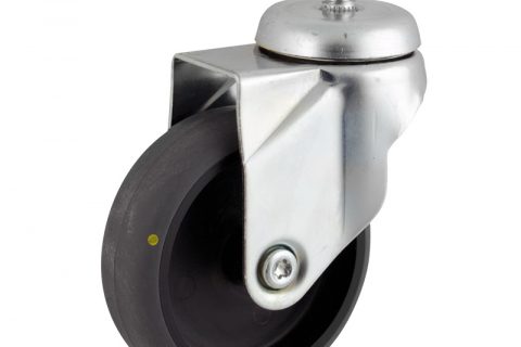 оцинкованная сталь цинка ролики Поворотный  75mm  для  тележек,колесо  из  проводящий серый резиновый,шарикоподшипники.монтаж винт