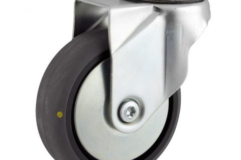 оцинкованная сталь цинка ролики Поворотный  150mm  для  тележек,колесо  из  проводящий серый резиновый,шарикоподшипники.монтаж отверстие под болт