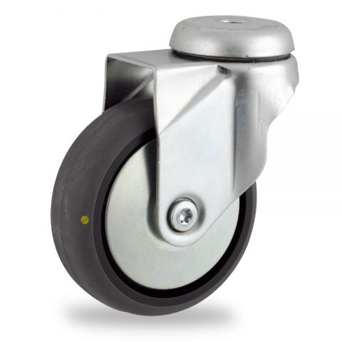 оцинкованная сталь цинка ролики Поворотный  125mm  для  тележек,колесо  из  проводящий серый резиновый,без подшипник.монтаж отверстие под болт