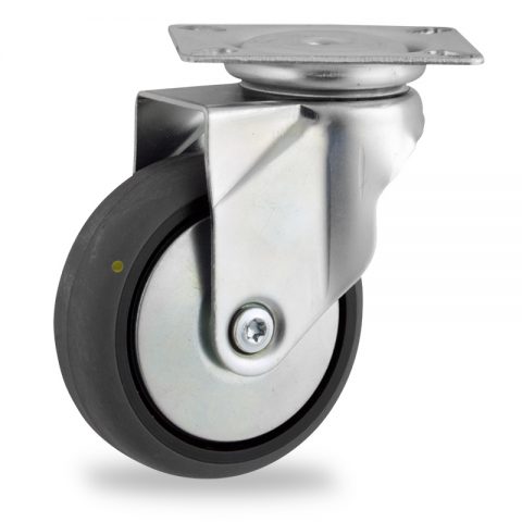 оцинкованная сталь цинка ролики Поворотный  150mm  для  тележек,колесо  из  проводящий серый резиновый,шарикоподшипники.монтаж крепежная панель