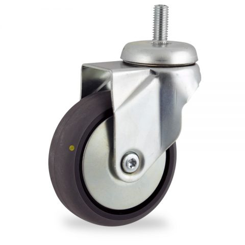 оцинкованная сталь цинка ролики Поворотный  125mm  для  тележек,колесо  из  проводящий серый резиновый,без подшипник.монтаж винт