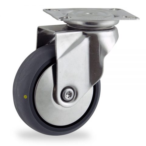 Неръждаеми колела Поворотный  125mm  для  тележек,колесо  из  проводящий серый резиновый,шарикоподшипники.монтаж крепежная панель