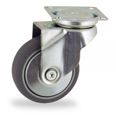 оцинкованная сталь цинка ролики Поворотный  125mm  для  тележек,колесо  из  серый резиновый,без подшипник.монтаж крепежная панель